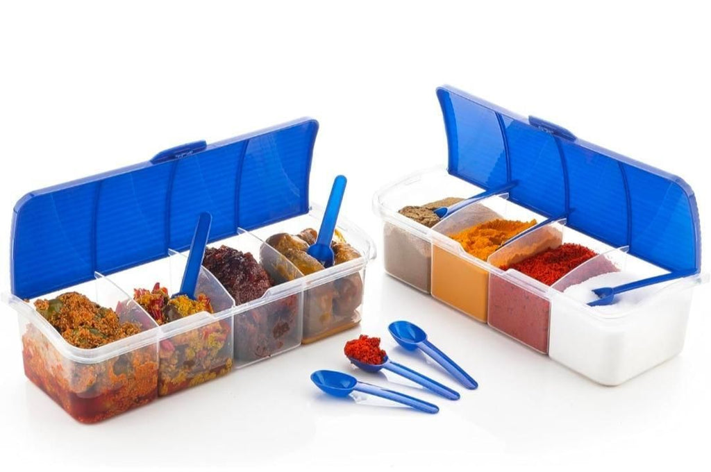 4-in-1 Spice Vault with Measuring Spoons and Airtight Lid Pack of 2